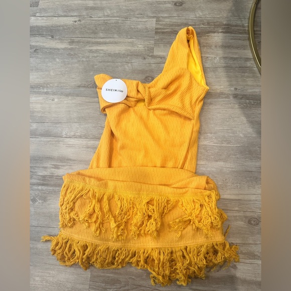 SHEIN VCAY One Shoulder Fringe Hem Dress - Picture 3 of 3